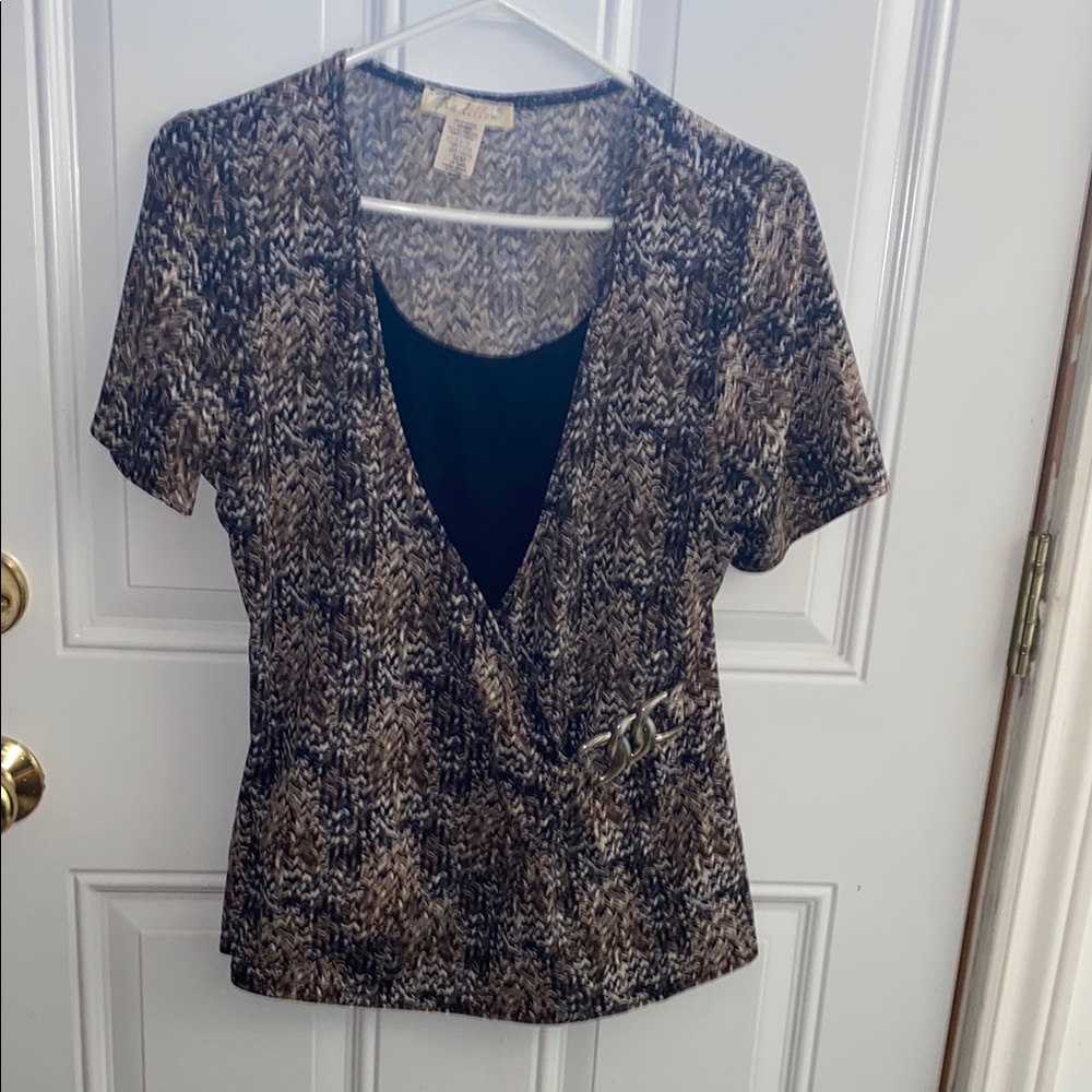 Vintage Stylish Women's Brown Patterned Top